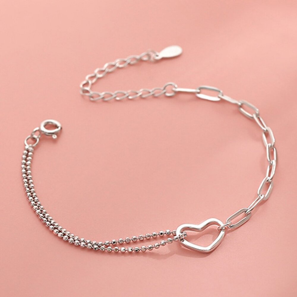 NEW 925 Sterling Silver Heart Chain Necklace